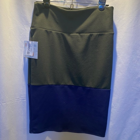 LulaRoe Cassie Navy and Green Pencil Skirt Small - Picture 2 of 6